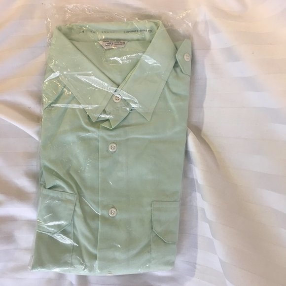 Vintage 1972 Men's Lapointe Co. Dress Shirt Size 15 Aqua Green Long Sleeve New - Picture 1 of 9